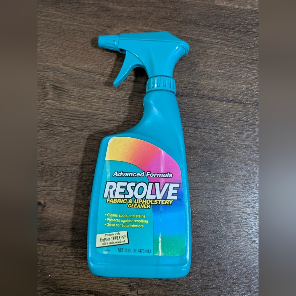 Vtg RESOLVE Fabric & Upholstery Cleaner 16oz Empty Prop Decor Turquoise 1990's